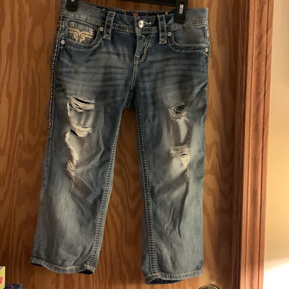 Rock revival cropped distressed low rise jeans - Picture 4 of 9